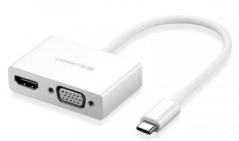 Переходник UGREEN MM123 USB Type C to HDMI+VGA Converter White (30843) - Фото 1