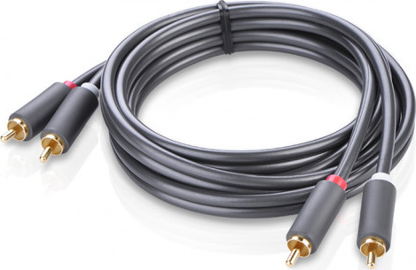 Кабель 3.5 мм - RCA UGREEN AV104 2RCA to 2RCA Audio Cable, 2 m Black (10518) - Фото 1