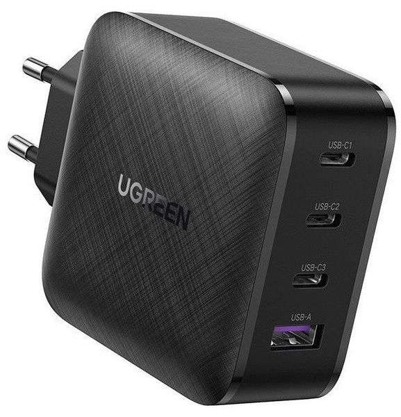 Мережевий зарядний пристрій UGREEN CD224 65W USB + 3xType-C PD GaN Charger Black (70774) - Фото 1