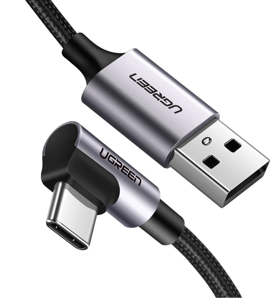 Кабель синхронизации данных UGREEN US284 USB - Type-C Cable Angled Alum. Braid 1 m Black (50941) - Фото 1