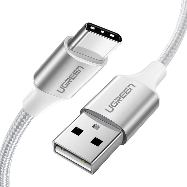 Кабель синхронизации данных UGREEN US288 USB -Type-C Cable Aluminum Braid 1 m White (60131) - Фото 1