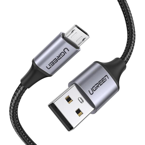 Кабель UGREEN US290 USB - Micro USB Cable Aluminum Braid 2 m Black (60148) - Фото 1