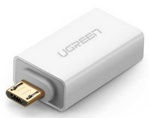 Перехідник UGREEN US195 microUSB to USB 2.0 OTG Adapter White (30529) - Фото 1