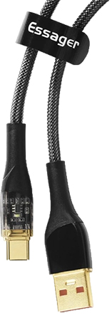Кабель синхронизации данных Essager USB Charging Cable USB A to Type C 7A 0.3m Black (EXCT-XJB01-P) - Фото 1