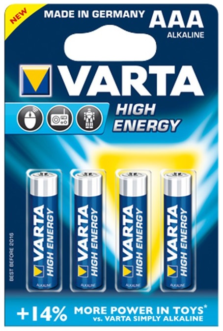 Батарейка тип AAA Varta HIGH Energy AAA BLI 4 ALKALINE - Фото 1