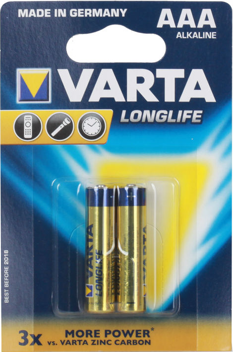 Батарейка тип AAA Varta LONGLIFE AAA BLI 2 ALKALINE - Фото 1