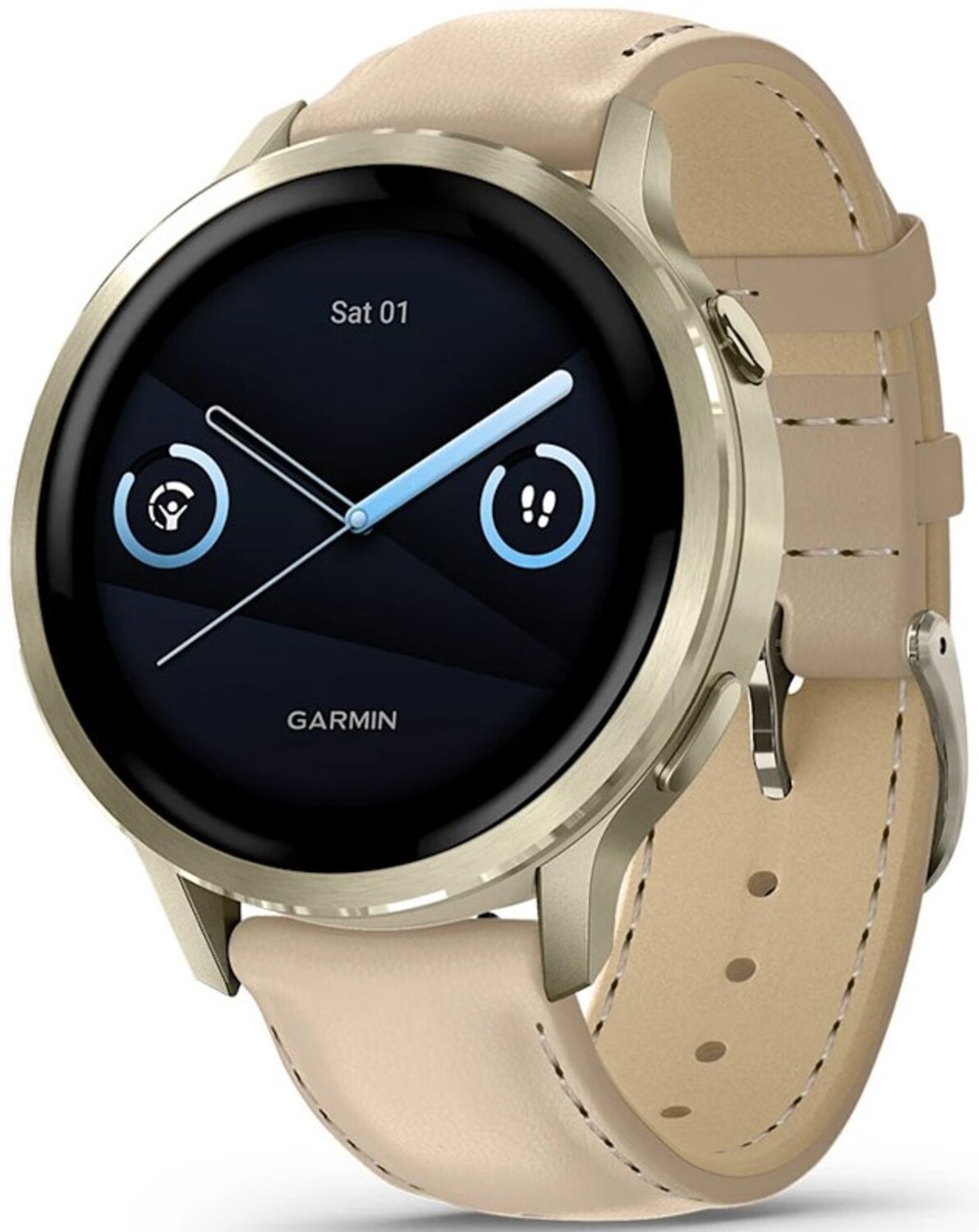 Купить Смарт-часы Garmin Venu 4 (41mm), Beige w/ Lunar Gold + Leather (010-03013-03) - Фото 1 Смарт-часы Garmin Venu 4 (41mm), Beige w/ Lunar Gold + Leather (010-03013-03) - Фото 1