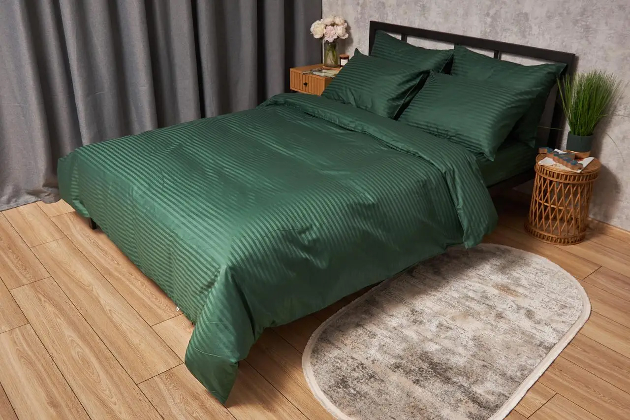 Підковдра двоспальна євро Moon&Star Satin Stripe Stripe Verdant King Size 220x240 см (MS-870000479) - Фото 1