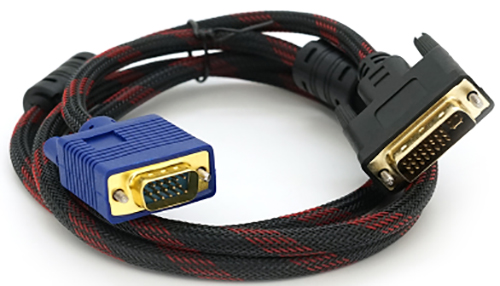 Кабель Voltronic VGA (тато)-DVI-I (тато)(24+5) 1.5m 2 фериту чорний (YT-VGA(M)-DVI(M)-1.5) - Фото 1