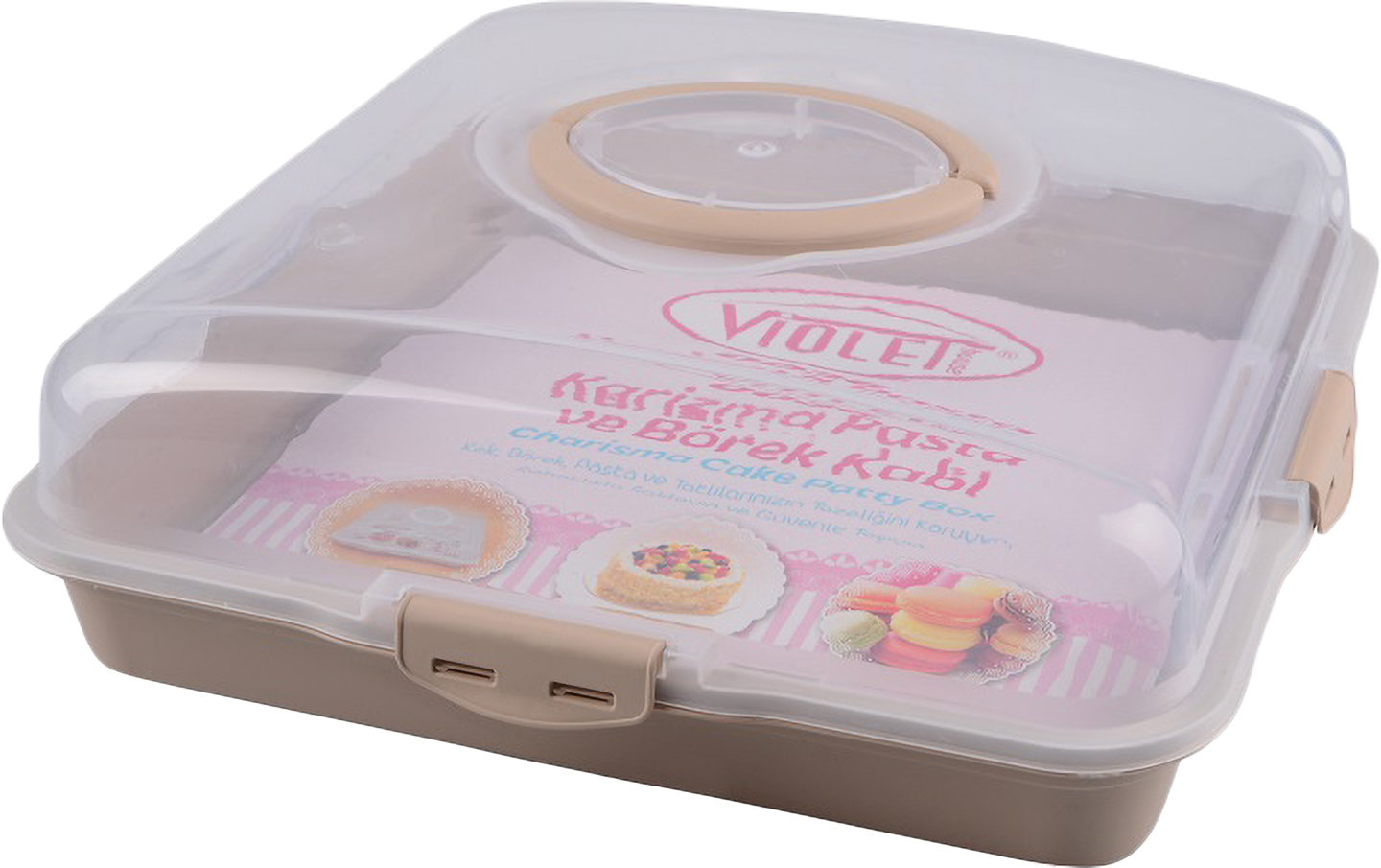 Емкость для хранения торта VIOLET HOUSE 0036 Каризма Cappucino квадратная с/к - Фото 1