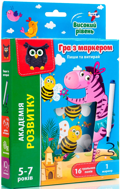 Настольная игра развивающая (5-7 лет) Vladi Toys Пиши и вытирай "Зебра. Продвинутый уровень" (укр) (VT5010-06) - Фото 1