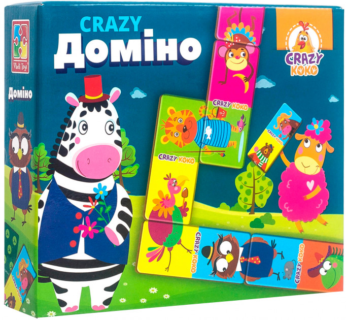 Настольная игра классическая (5-7 лет) Vladi Toys "Crazy Домино" укр. (VT8055-10) - Фото 1