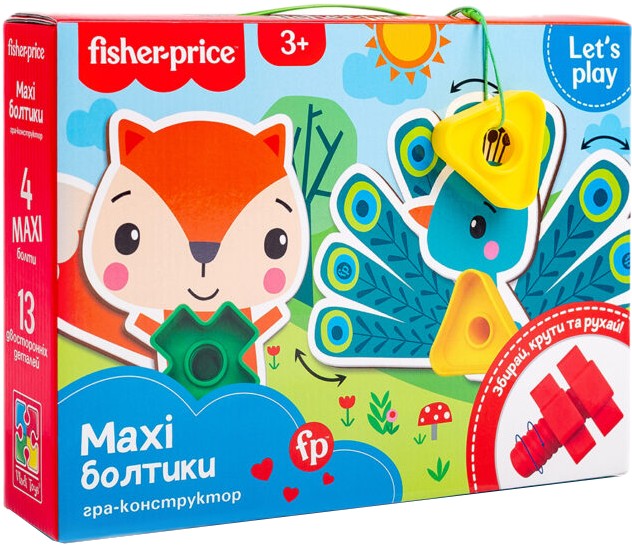 Настольная игра развивающая (3-4 года) Vladi Toys "Fisher-Price. Maxi-болтики" (укр) (VT2905-23) - Фото 1