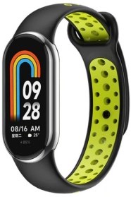 Ремешок для фитнес-браслета BeCover Vents Style for Xiaomi Mi Smart Band 9 Black-Green (711984) - Фото 1