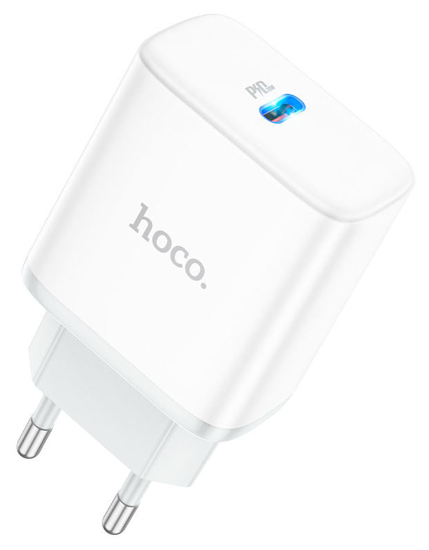 Сетевое зарядное устройство HOCO C104A Stage single port PD20W charger White (6931474782892) - Фото 1