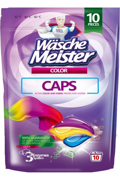 Капсулы для стирки Wasche Meister COLOR 3в1 10 шт. (4260418936179) - Фото 1