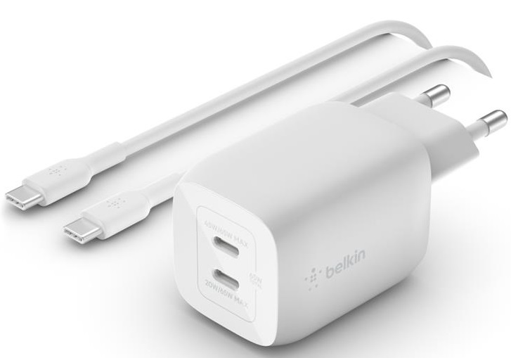 Сетевое зарядное устройство Belkin 65W GAN PD PPS Dual USB-С - USB-С 2 м (WCH013VF2MWH-B6) - Фото 1