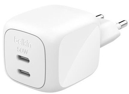 Бездротовий зарядний пристрій Belkin 50Вт 2хUSB-С GAN PD PPS 
White (WCH019KQWH) - Фото 1