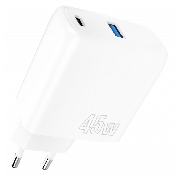 Сетевое зарядное устройство Proove Silicone Power 45W (Type-C + USB) (WCSP45110002) - Фото 1