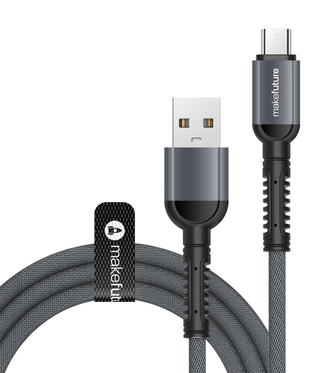 Кабель синхронизации данных MakeFuture USB Кабель MicroUSB 2.4 A 1 м Denim Grey (MCB-MD1GR) - Фото 1