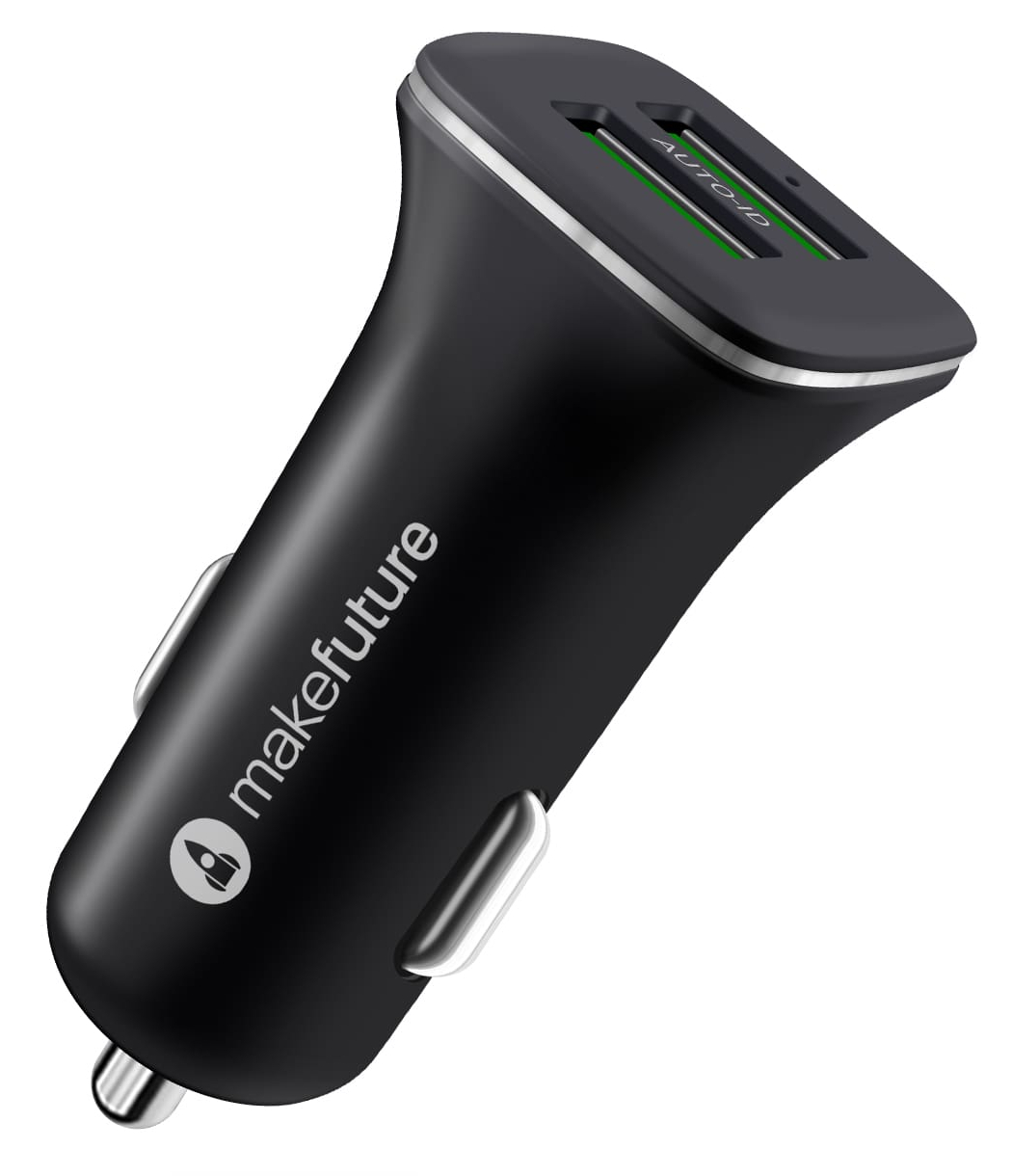Автомобильное зарядное устройство MakeFuture 2.4A 2USB Black (MCC-21BK) - Фото 1
