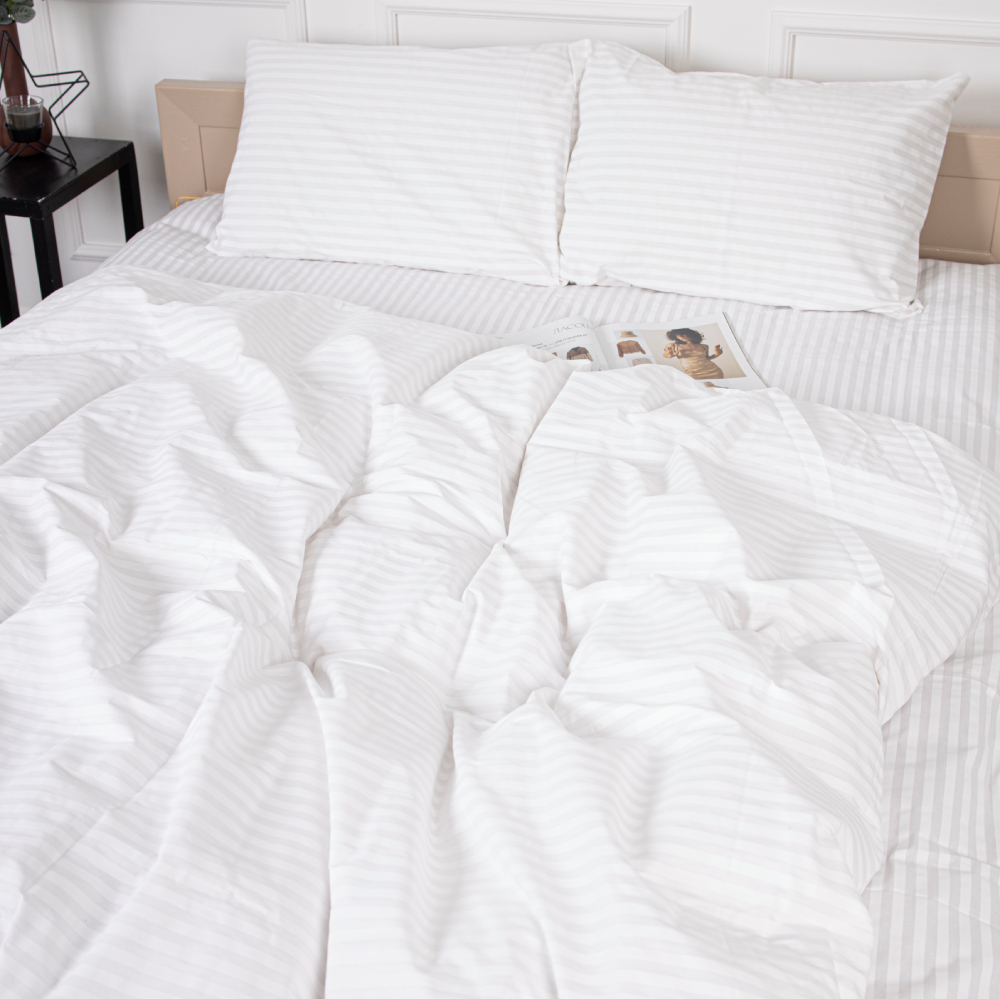 Комплект постільної білизни MirSon 200x220 17-0605 Stripe White Бязь (2200008053116) - Фото 1