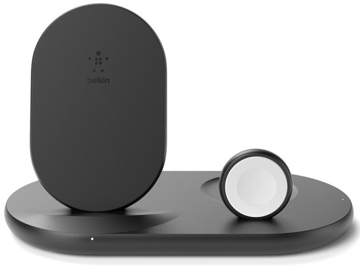 Беспроводное зарядное устройство Belkin Wireless Pad Stand Apple Watch 3in1 Black (WIZ001VFBK) - Фото 1