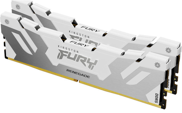 Память DDR Kingston 32GB 8000MT/s DDR5 CL38 DIMM (Kit of 2) FURY Renegade White XMP (KF580C38RWK2-32) - Фото 1