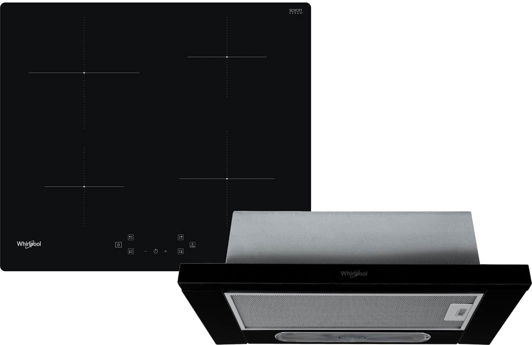 Комплект техніки Whirlpool Варильна поверхня + Витяжка вбудована Whirlpool WSQ4860NE + AKR750GK