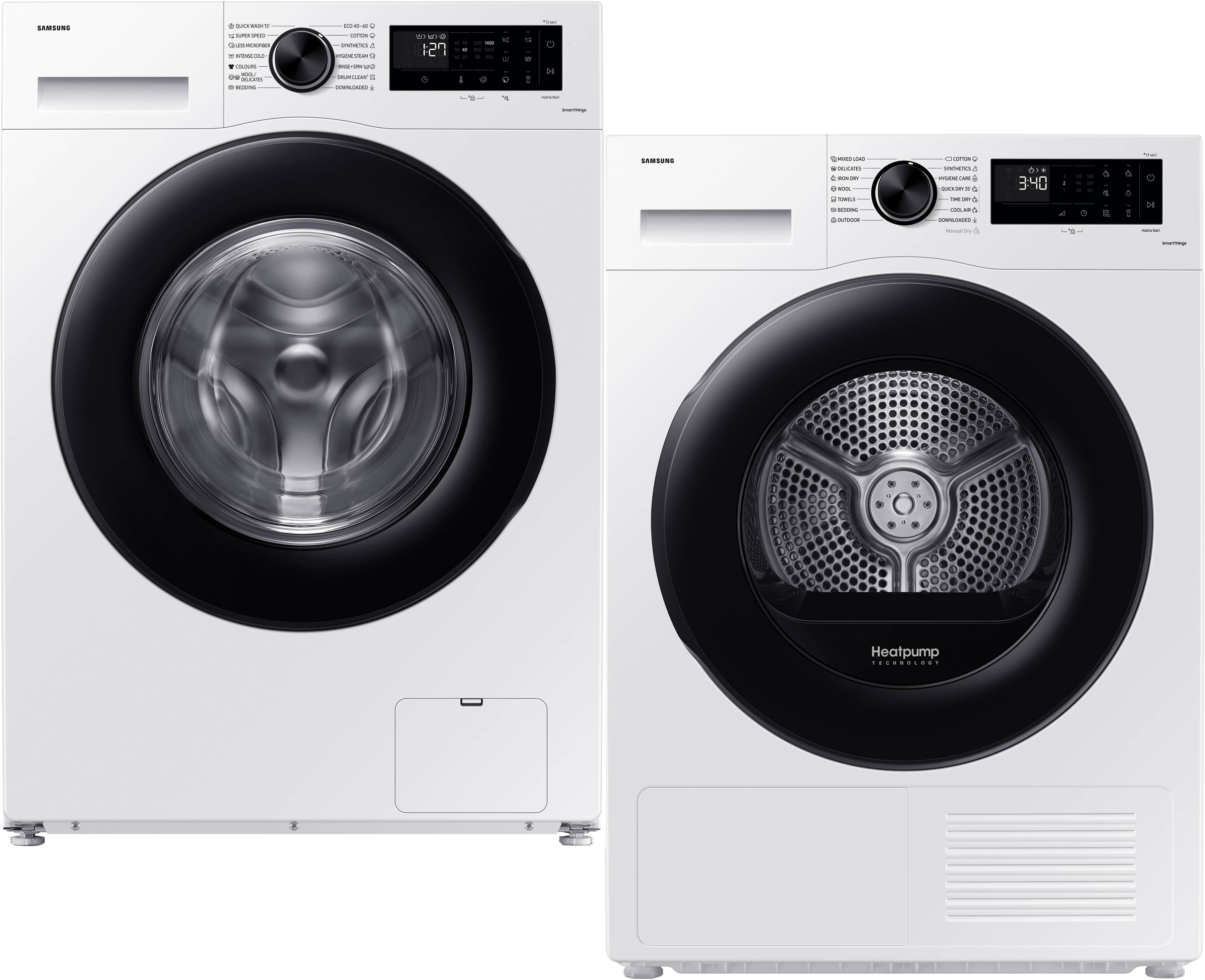 Комплект техники Samsung Стиральная машина с фронтальной загрузкой + Сушильная машина Samsung WW11DG5B2FAELE + DV90CGC2A0AEUA - Фото 1