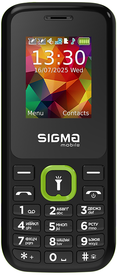 Мобильный телефон Sigma mobile X-style 171 MINI TYPE-C Black/Green - Фото 1