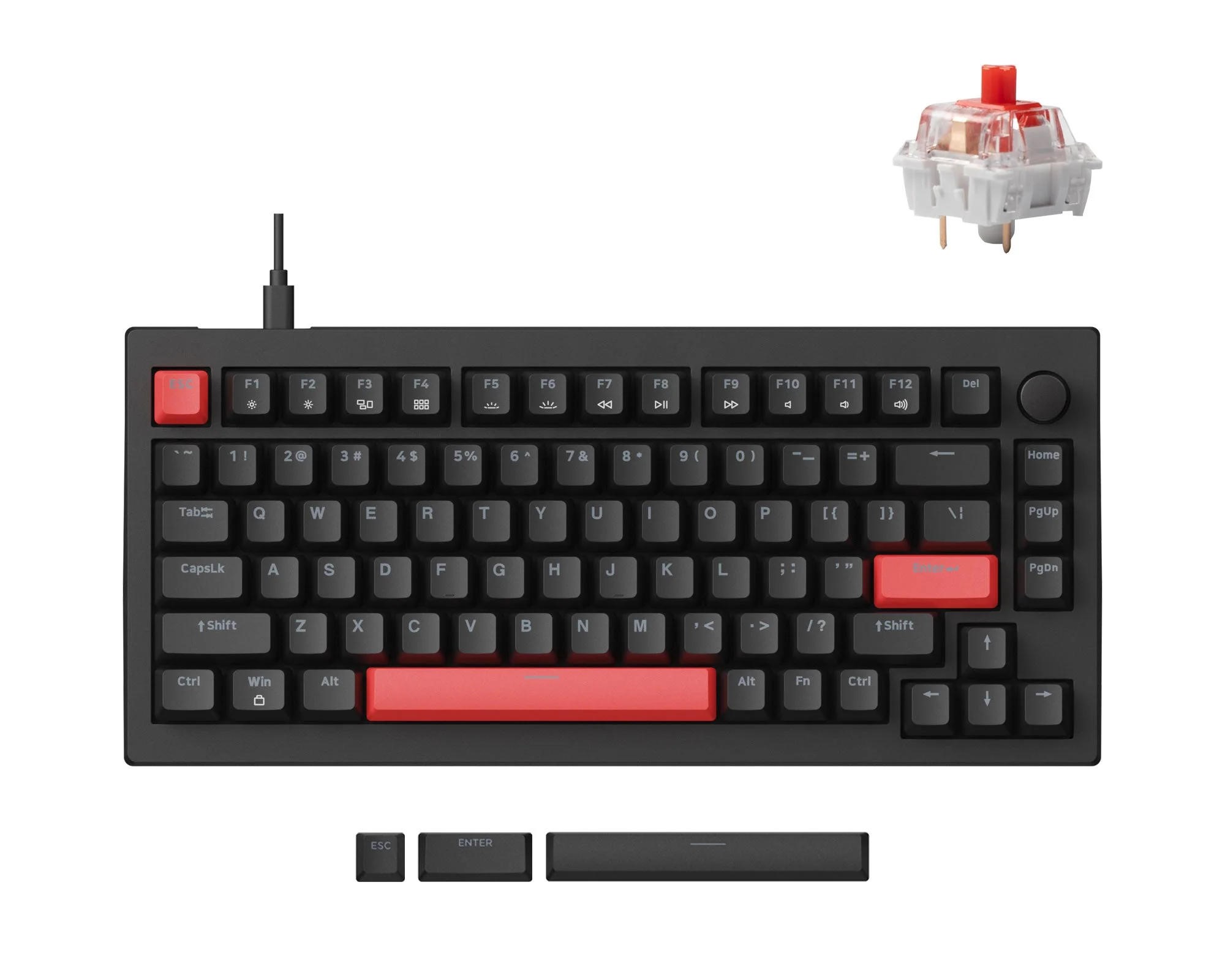 Клавиатура проводная игровая Lemokey X4 84Key, Keychron Red, USB-A, QMK/VIA, Hot-Swap, EN/UKR, RGB Black (X4-H1-UA) - Фото 1