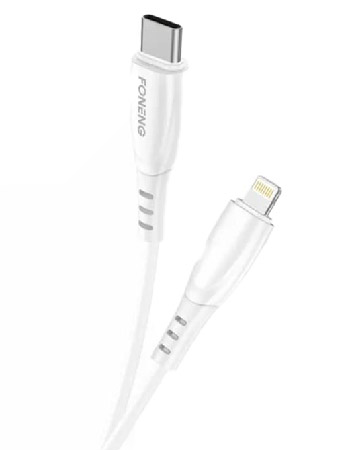 Кабель синхронизации данных Foneng X75 USB-C - Lightning 1м White (X75-CA-TCIP) - Фото 1