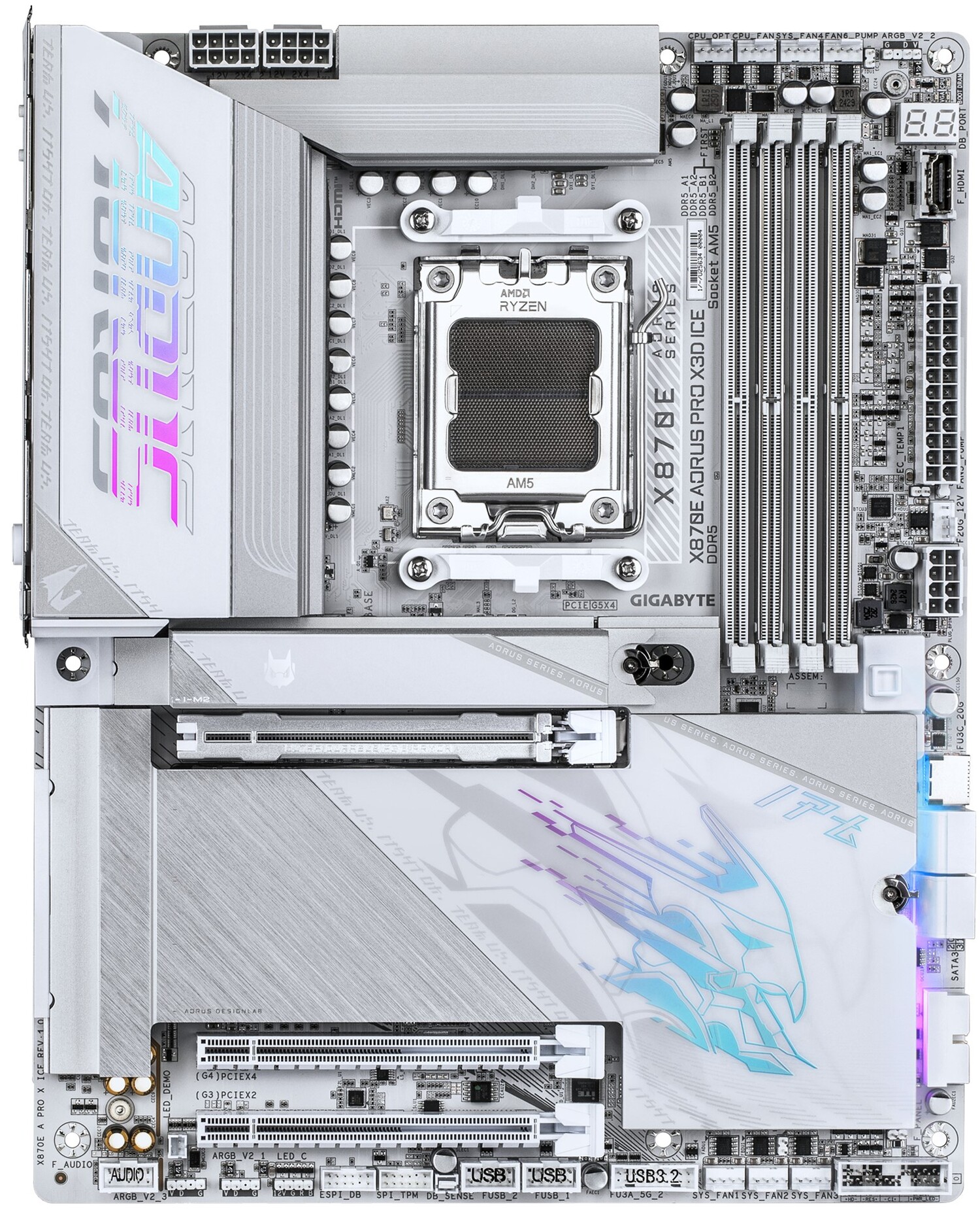 Материнська плата Gigabyte X870E AORUS PRO X3D ICE DDR5 - Фото 1