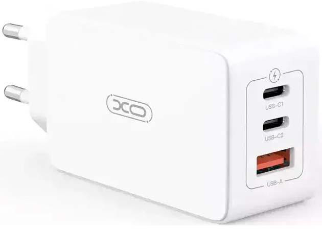 Сетевое зарядное устройство XO CE13 PD65W GaN (2Type-C/1USB) White (XO-CE13-WH) - Фото 1