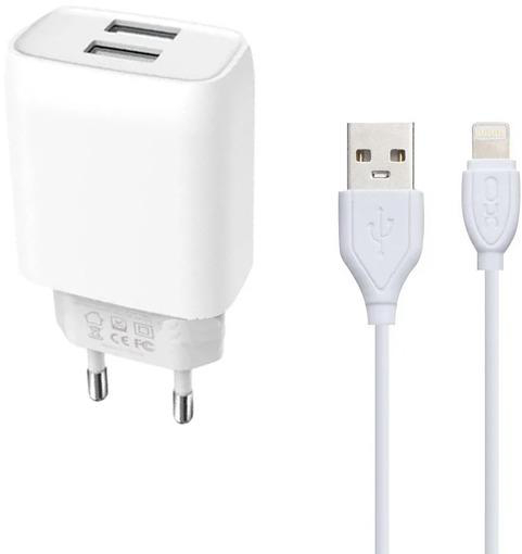 Сетевое зарядное устройство XO L57 2.4A/2USB + lightning (XO-L57-LGHT) - Фото 1