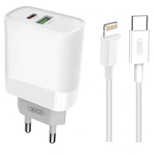 Сетевое зарядное устройство XO L64 20W/1 USB 1 USB-C + кабель Lightning White (XO-L64i-WH) - Фото 1