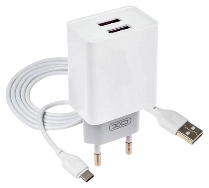 Сетевое зарядное устройство XO L75 2USB/2.4A +Type-C (XO-L75-T) - Фото 1