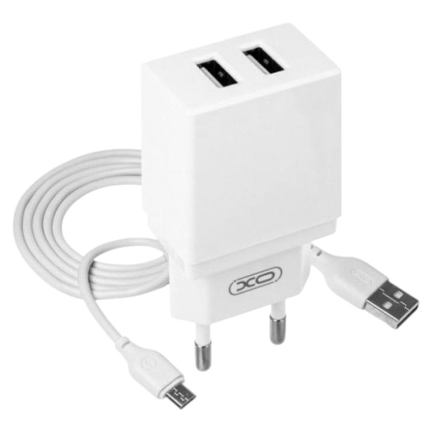 Сетевое зарядное устройство XO L75 2USB/2.4A +MicroUSB (XO-L75-M) - Фото 1