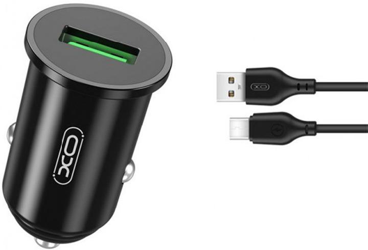 Автомобильное зарядное устройство XO TZ12 QC3.0 (1USB/18W) + USB - Type-C Black (XO-TZ12-BK) - Фото 1