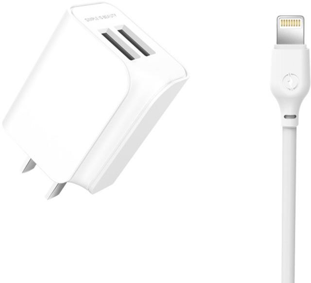 Сетевое зарядное устройство XO L35D 2USB / 2.1А + Lightning White (XO-L35-LGHT) - Фото 1