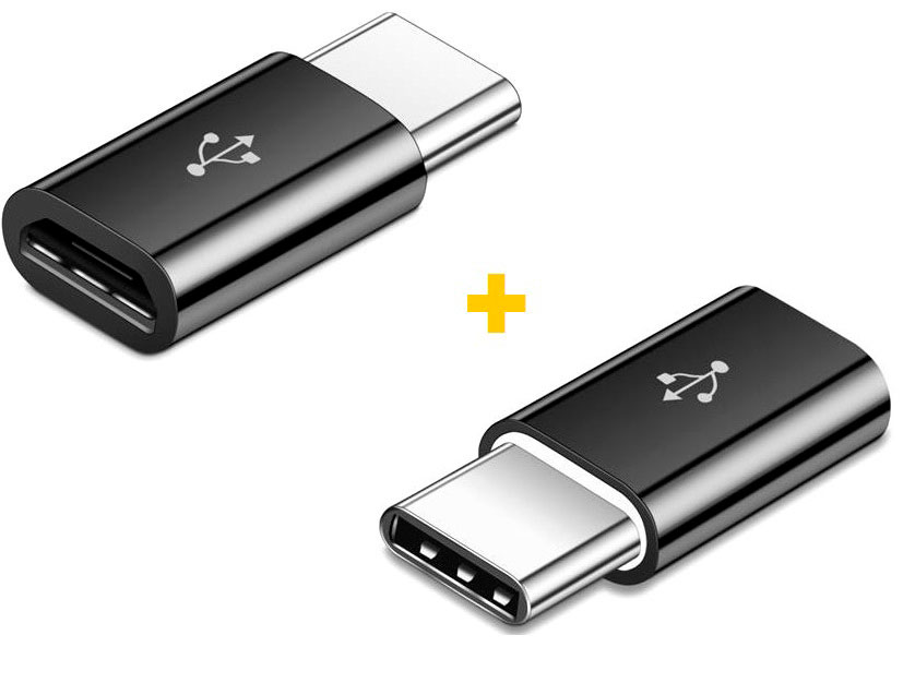 Переходник XOKO AC-014 MicroUSB - Type-C Black 2 шт. (XK-AC014-BK2) - Фото 1