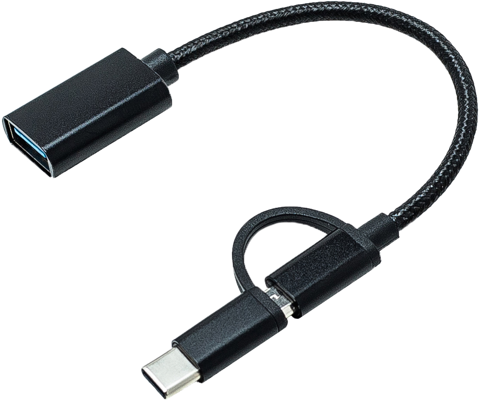 Переходник XOKO AC-150 2 в 1 USB 3.0 - MicroUSB & USB Type-C с кабелем Black (AC-150-BK) - Фото 1