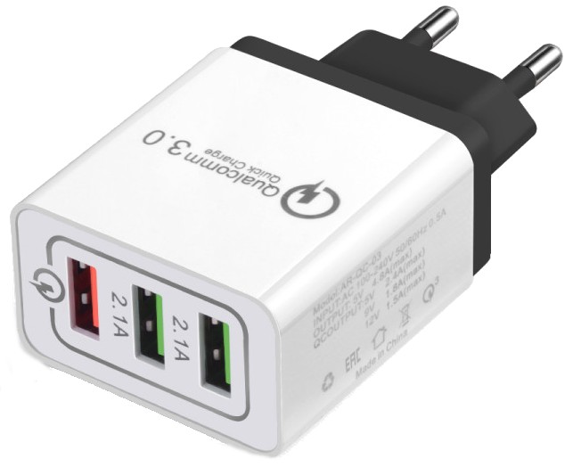 Сетевое зарядное устройство XOKO QC-300 3 USB Qualcom 3.0 4.8A Black (QC-300-BK) - Фото 1