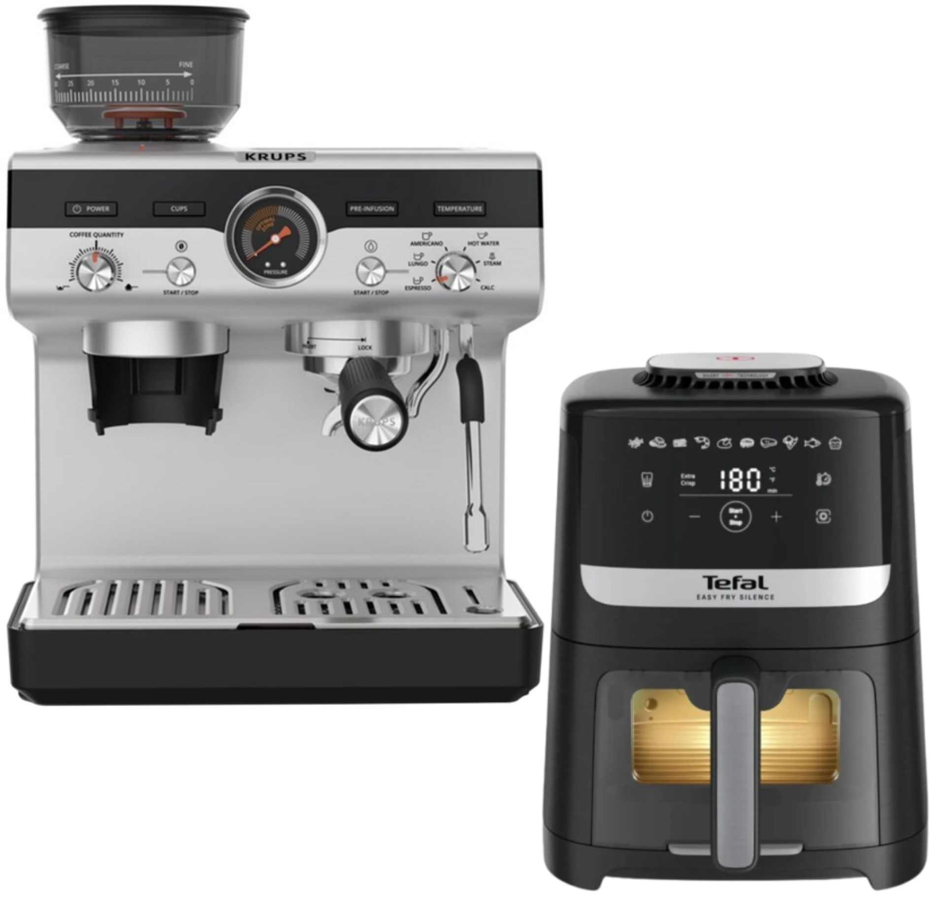 Комплект техники Кофеварка Krups XP804T10 PRECISION+ Мультипечь Tefal EY5568E0 EASY FRY SILENCE XL - Фото 1