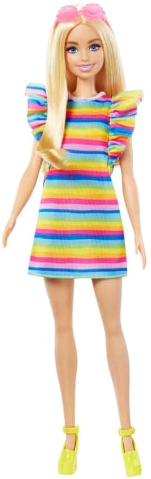 Лялька Barbie "Модниця" з брекетами у смугастій сукні (HJR96) - Фото 1