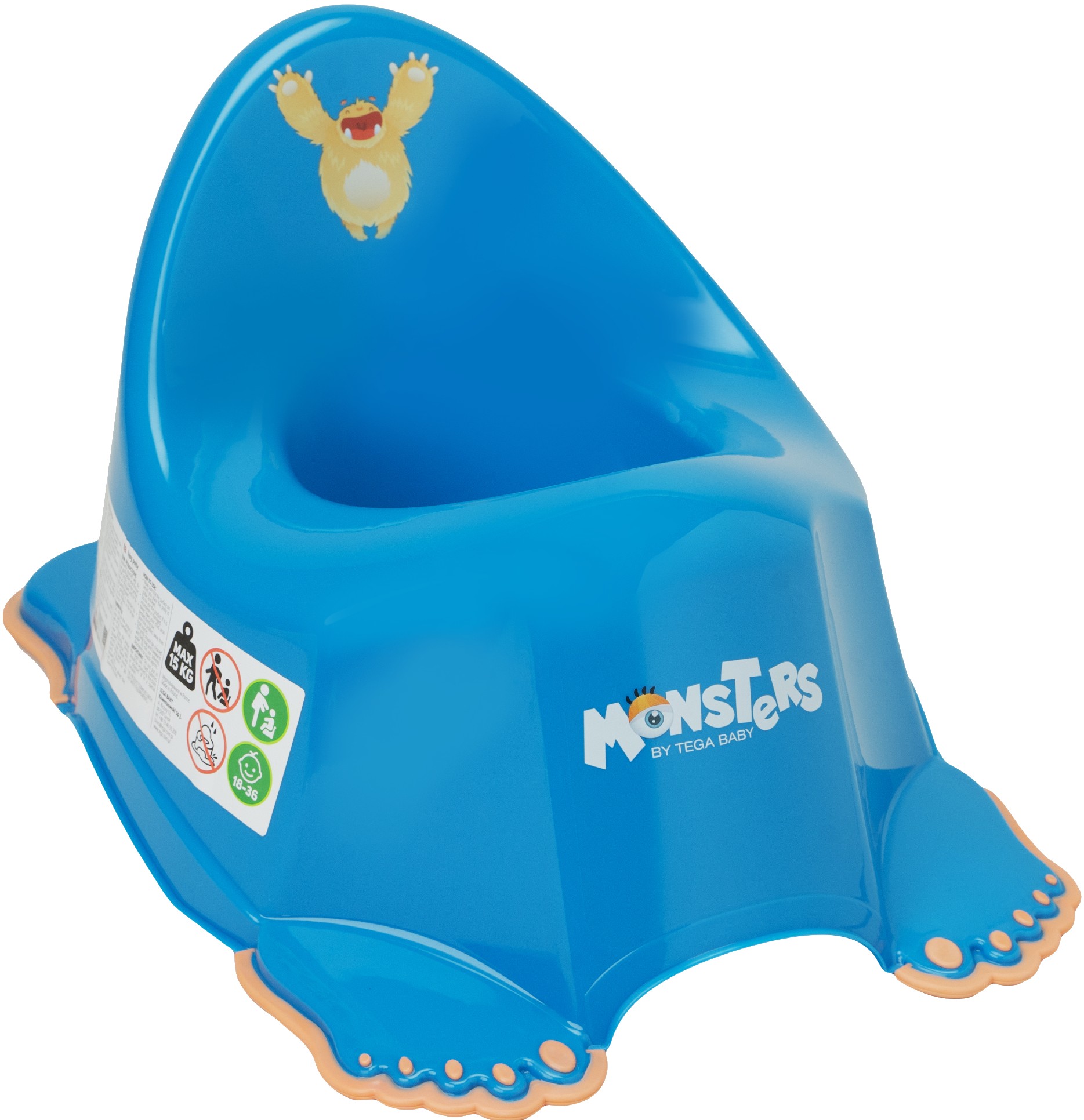 Горщик дитячий Tega Baby Монстрики з протиковзною гумою та музикою, Блакитний (PO-026-126) - Фото 1