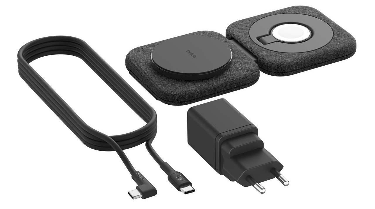 Беспроводное зарядное устройство Belkin 2в1 15Вт Travel Pad Qi2 (WIZ026VFBK) - Фото 1