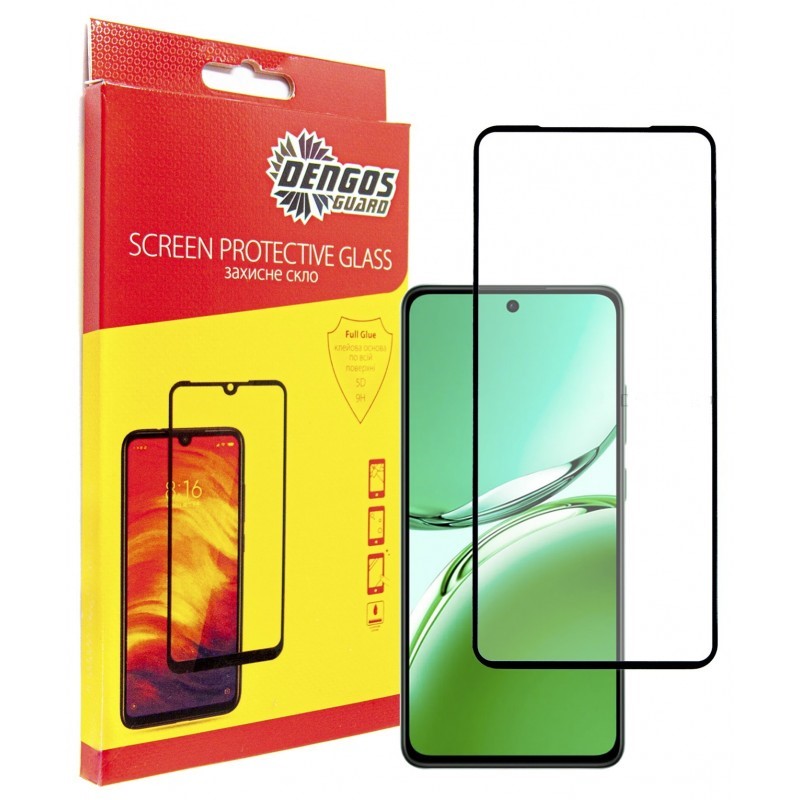 Защитное стекло для смартфона DENGOS for Oppo Reno 12F 4G Black Full Glue (TGFG-374) - Фото 1