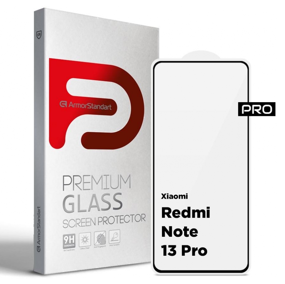 Защитное стекло для смартфона Armorstandart Pro for Xiaomi Redmi Note 13 Pro 5G Black (ARM71828) - Фото 1
